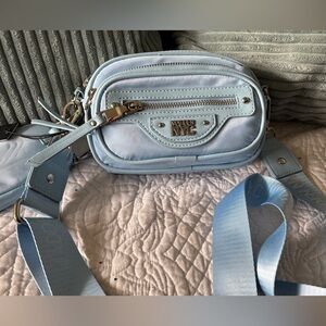 Light Blue Quilted Crossbody Bag with Wide Strap NWT